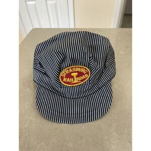 Strasburg Railroad Hickory Stripe Engineers Utility Cap Hat Size 7 Made USA